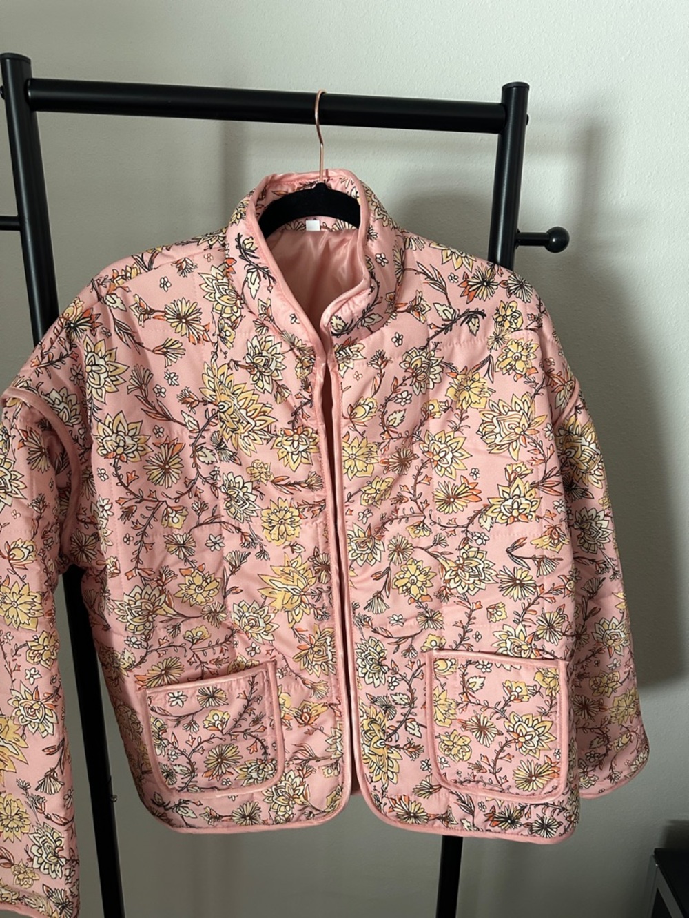 Floral Quilted Pink Jacket - Women's Lightweight Coat